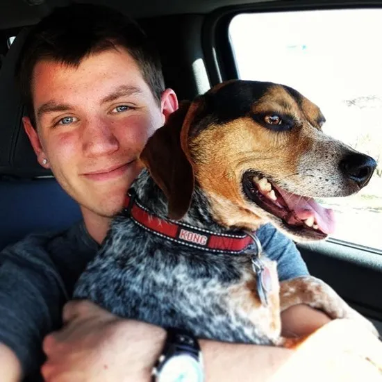 Dr. Grimes's son with his dog