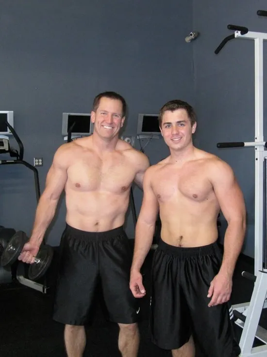 Dr. Grimes with his son at the gym