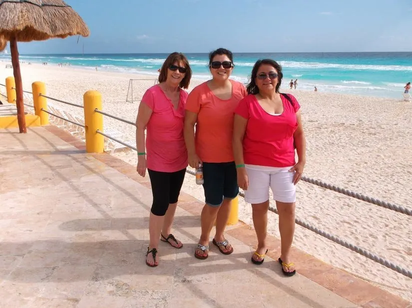 Staff members at the beach