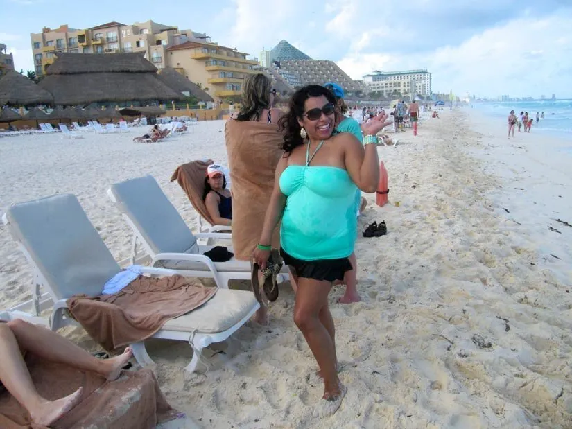 Staff members at the beach