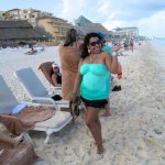 Staff members at the beach