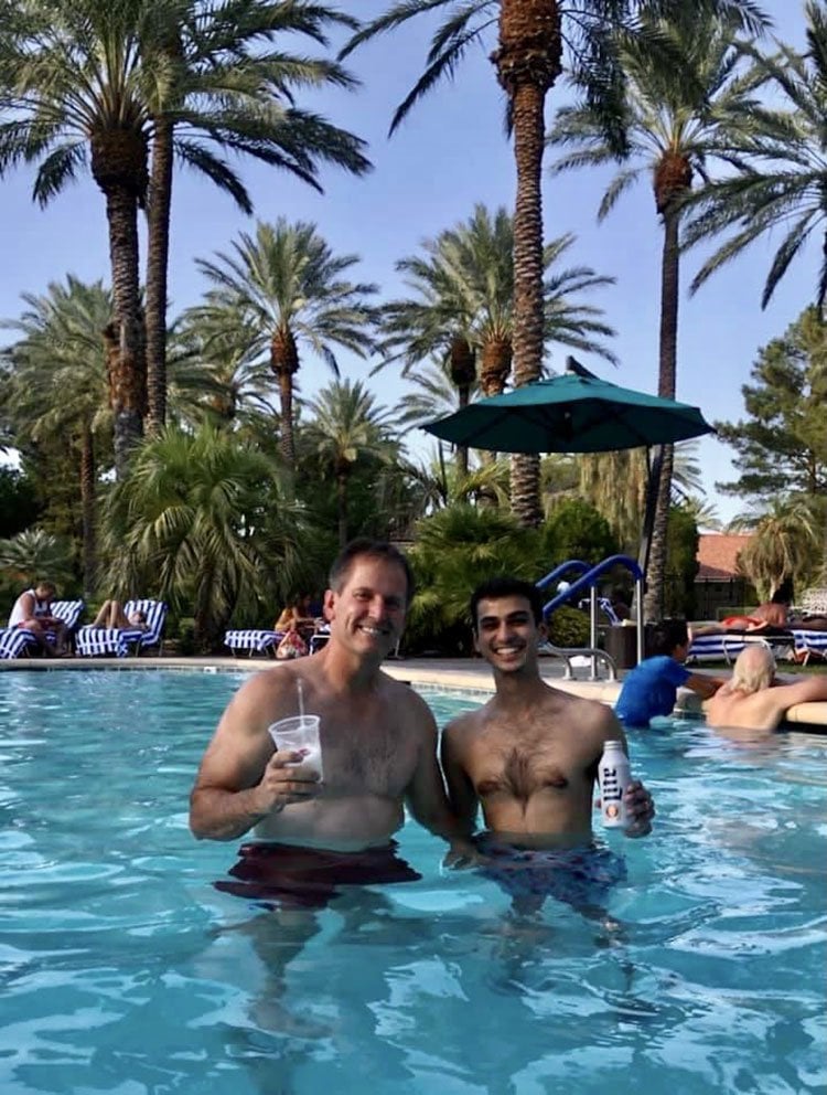 Dr. Grimes and Dr. Mathur at the pool