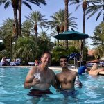 Dr. Grimes and Dr. Mathur at the pool